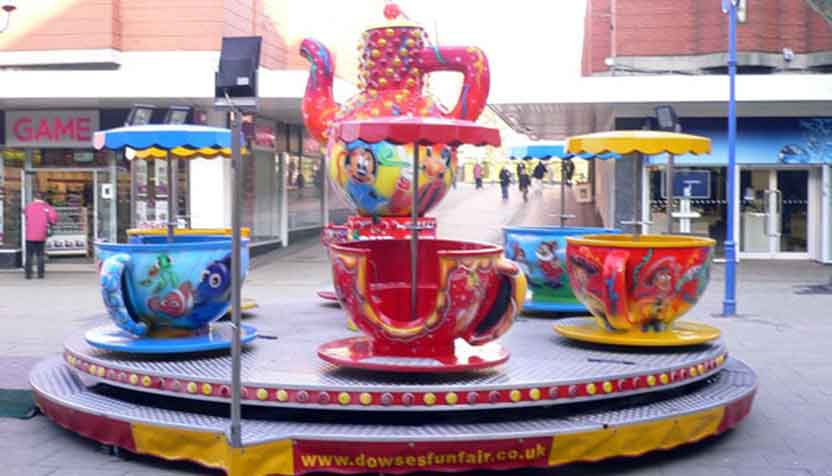 Tea cups kids ride available for hire.